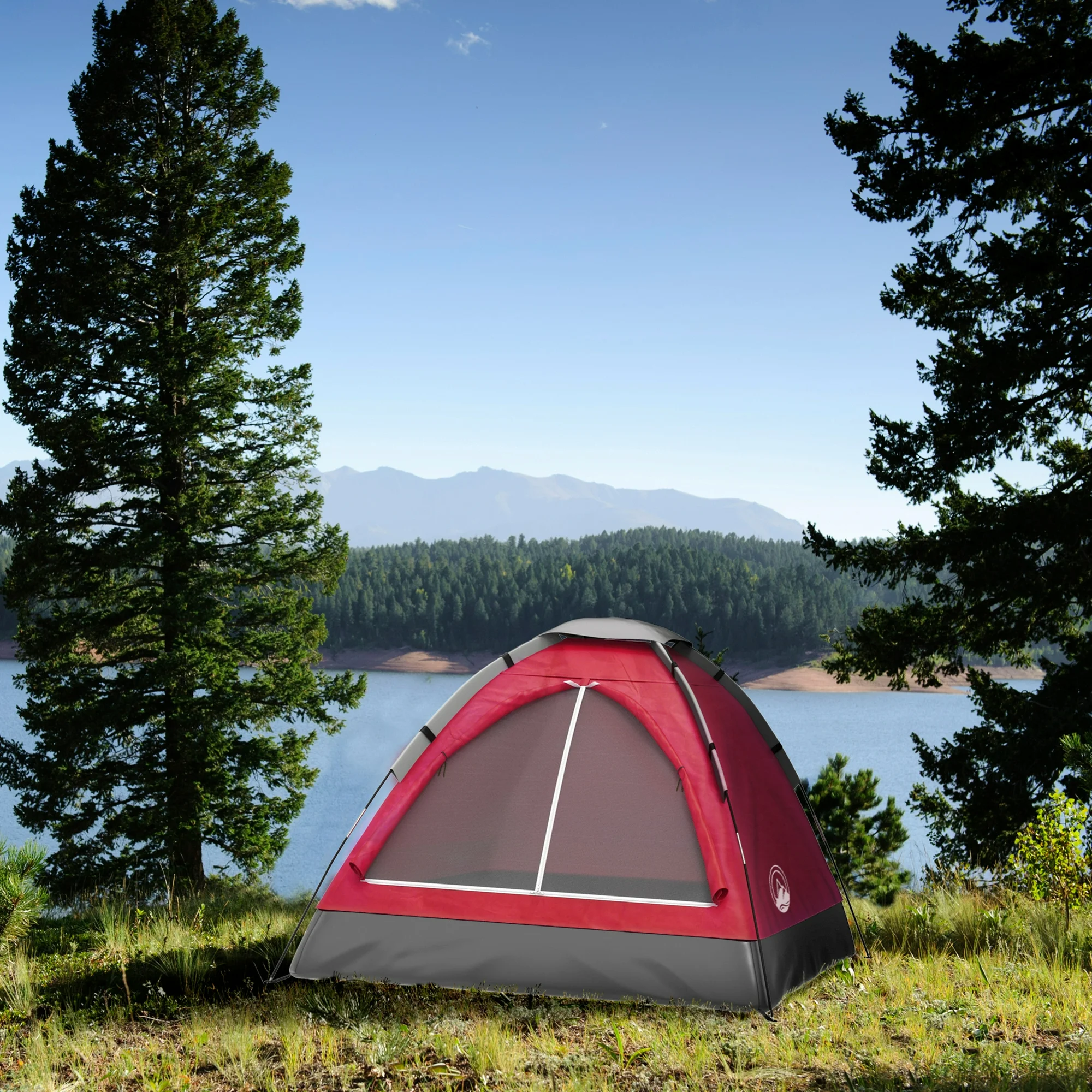 Lystoreofertas 2-Person Dome Tent with Camping Accessories - Including Rain Fly and Carry Bag in Red - Image 2